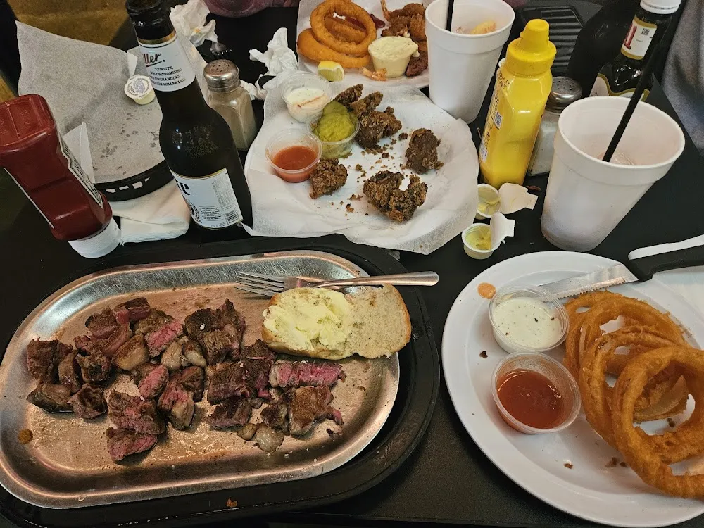 12 Oz Ribeye Steak and Onion Rings